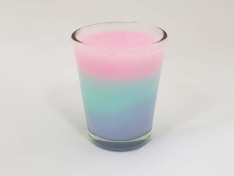three coloured pudding in glass